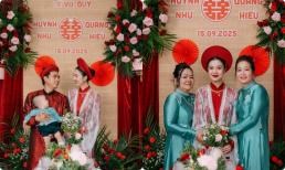 Lễ vu quy của Hồ Quang Hiếu và vợ cao 1,8 m: Ôm con làm lễ, chỉ một chi tiết rõ quan hệ sui gia