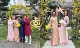 Á hậu Hương Ly dính nghi vấn đang mang bầu trong lễ gia tiên cùng chồng đại gia