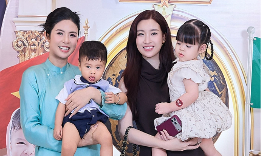 Đỗ Mỹ Linh cùng dàn người đẹp đưa con đến tiệc nhà Ngọc Hân