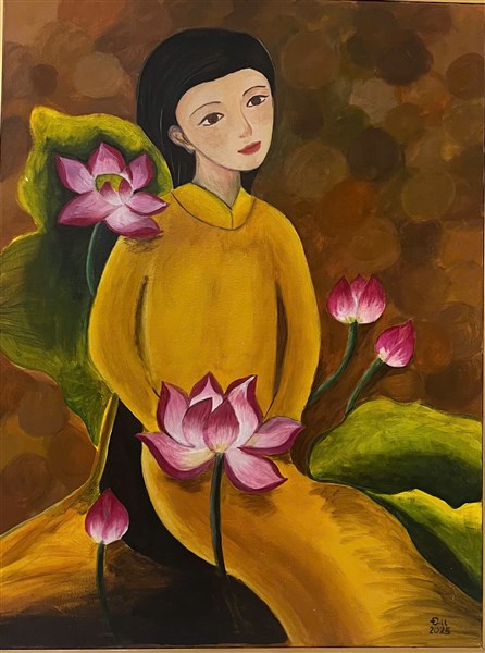 Thiếu nữ bên hoa sen